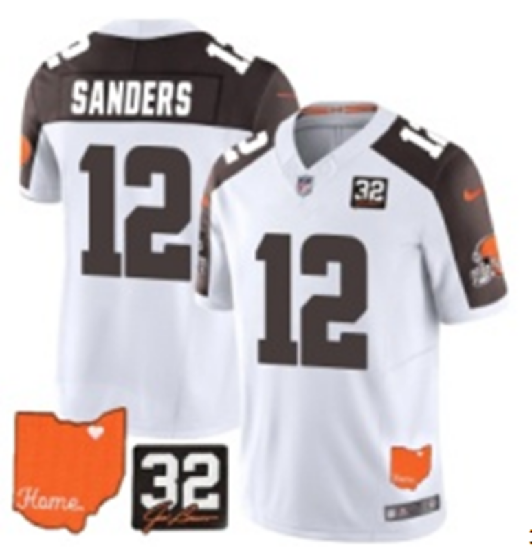 Men Cleveland Browns #12 Sanders white Nike NFL 2025 Jersey 002